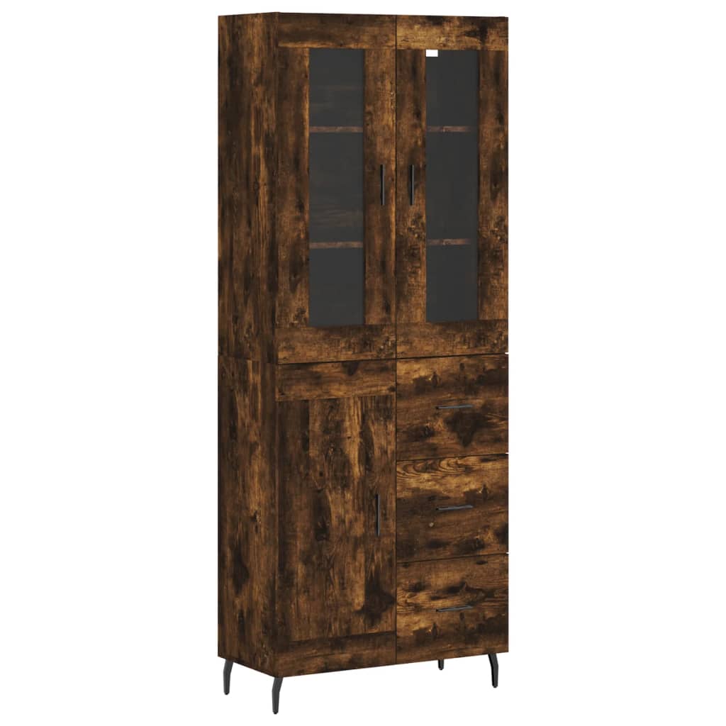 Highboard Räuchereiche 69,5x34x180 cm Holzwerkstoff