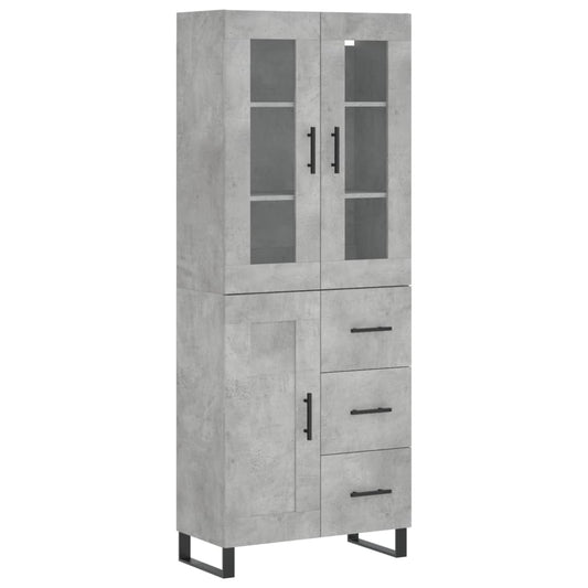 Highboard Betongrau 69,5x34x180 cm Holzwerkstoff