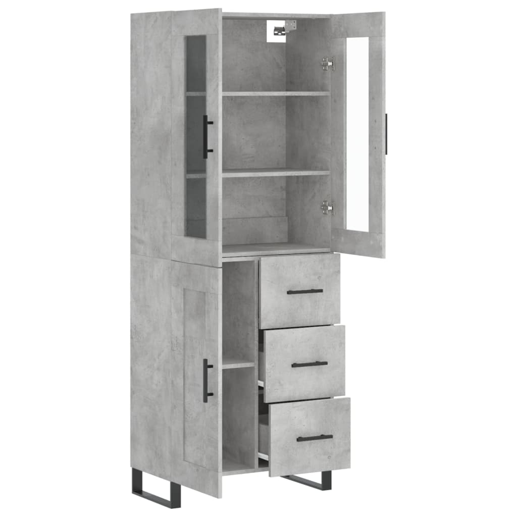 Highboard Betongrau 69,5x34x180 cm Holzwerkstoff