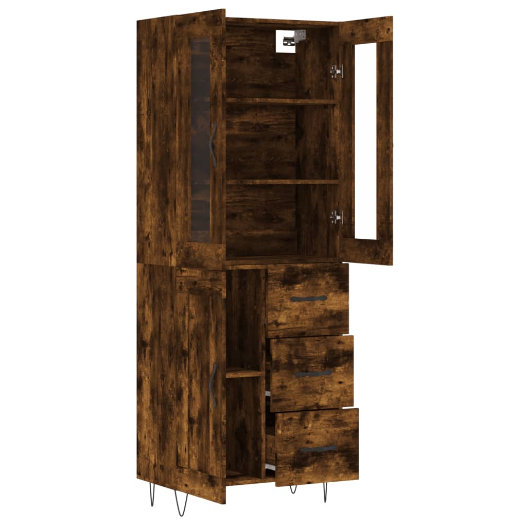 Highboard Räuchereiche 69,5x34x180 cm Holzwerkstoff