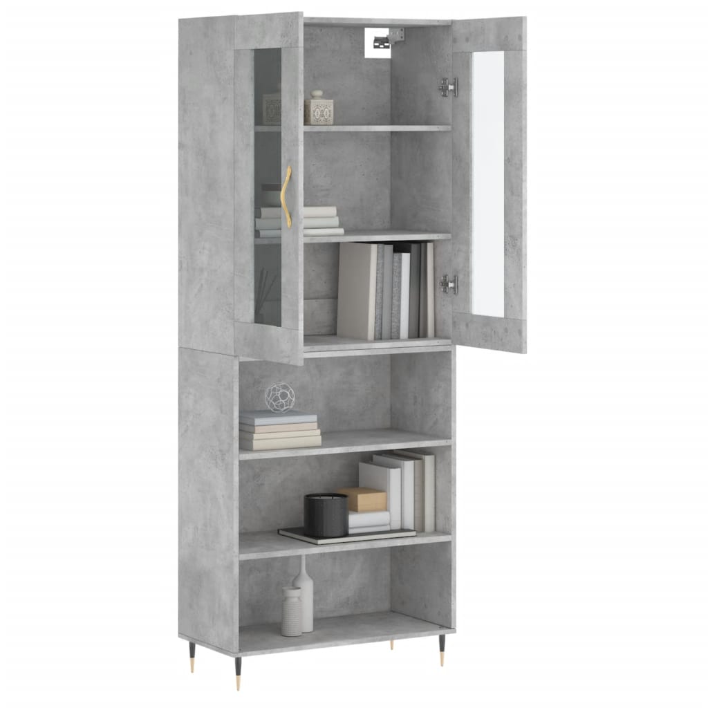 Highboard Beton Grå 69,5x34x180 cm Træmateriale