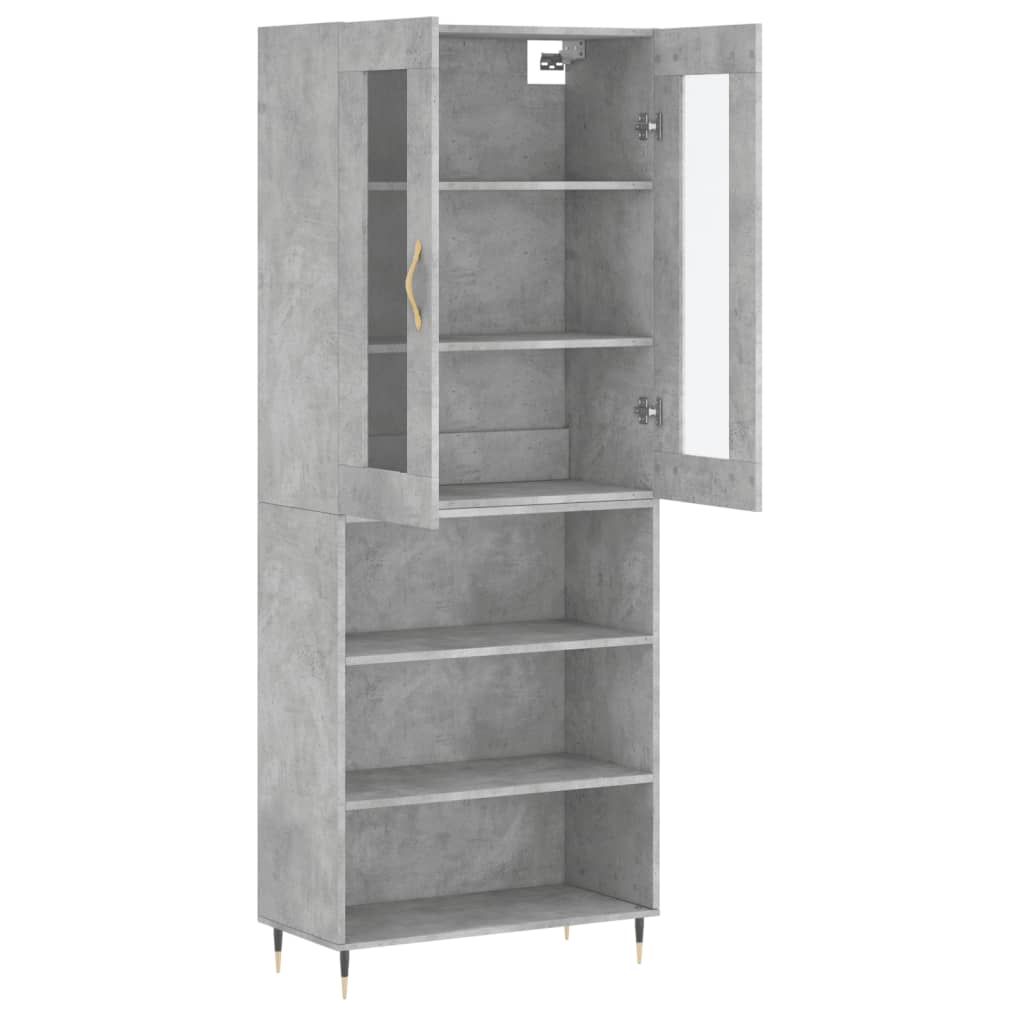 Highboard Beton Grå 69,5x34x180 cm Træmateriale