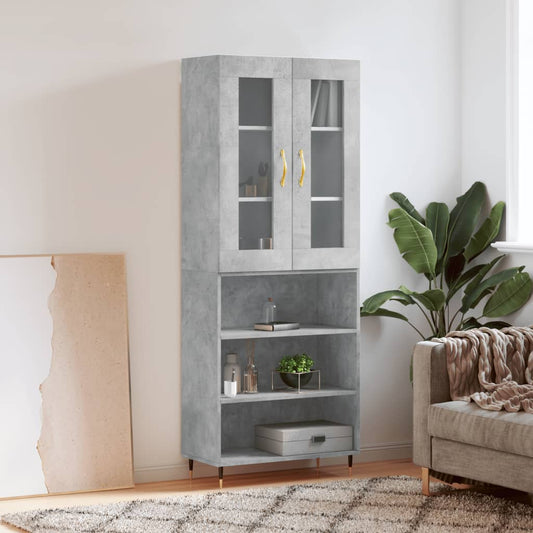 Highboard Beton Grå 69,5x34x180 cm Træmateriale