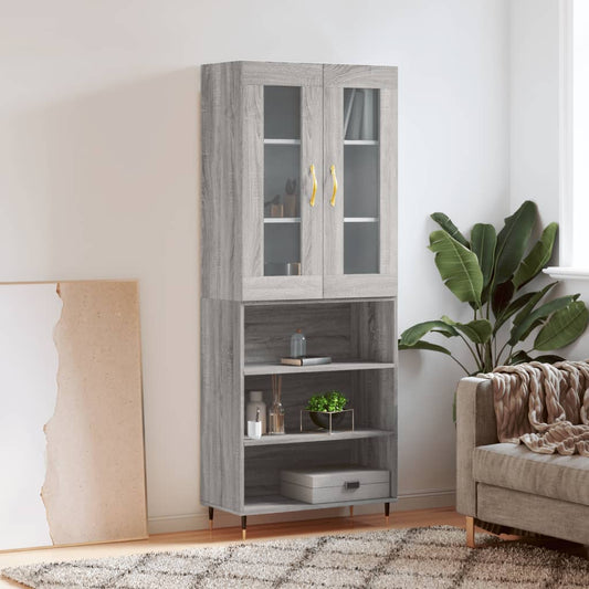 Highboard Grå Sonoma 69,5x34x180 cm Træmateriale