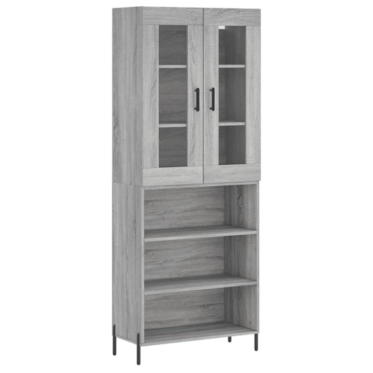 Highboard Grau Sonoma 69,5x34x180 cm Holzwerkstoff