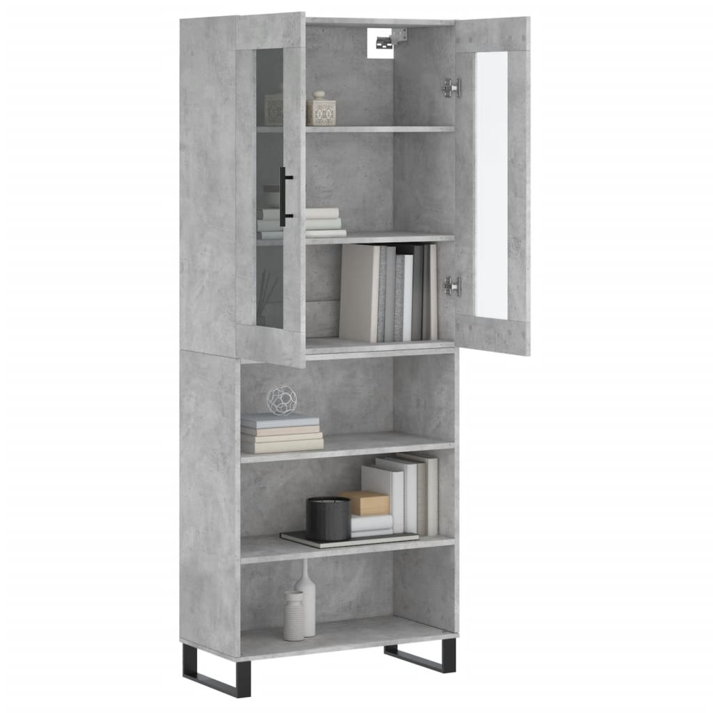 Highboard Beton Grå 69,5x34x180 cm Træmateriale