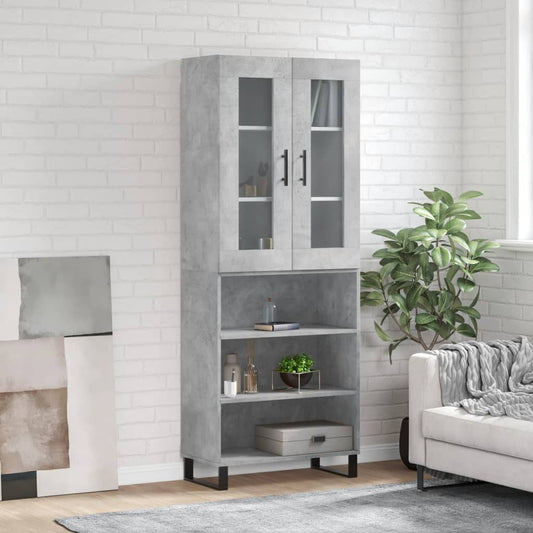 Highboard Beton Grå 69,5x34x180 cm Træmateriale