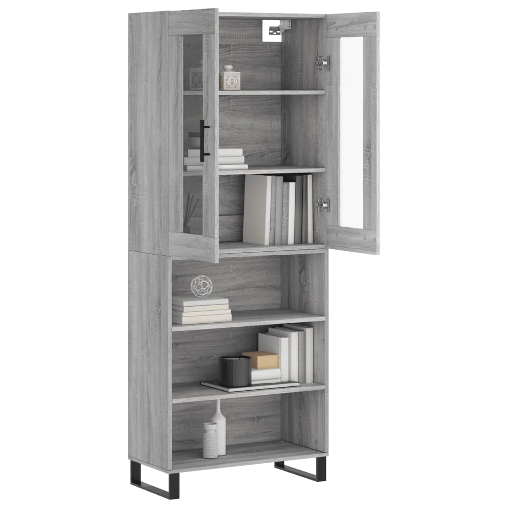 Highboard Grå Sonoma 69,5x34x180 cm Træmateriale