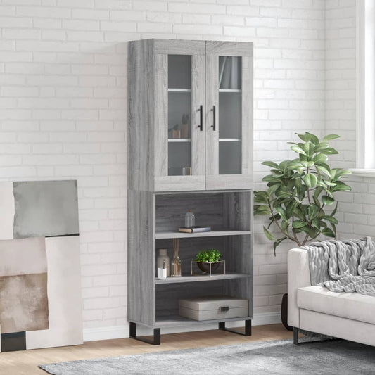 Highboard Grå Sonoma 69,5x34x180 cm Træmateriale