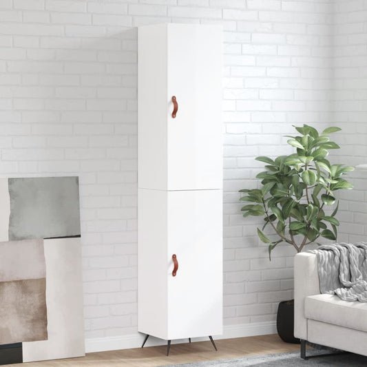 Highboard Højglans Hvid 34,5x34x180 cm Træmateriale