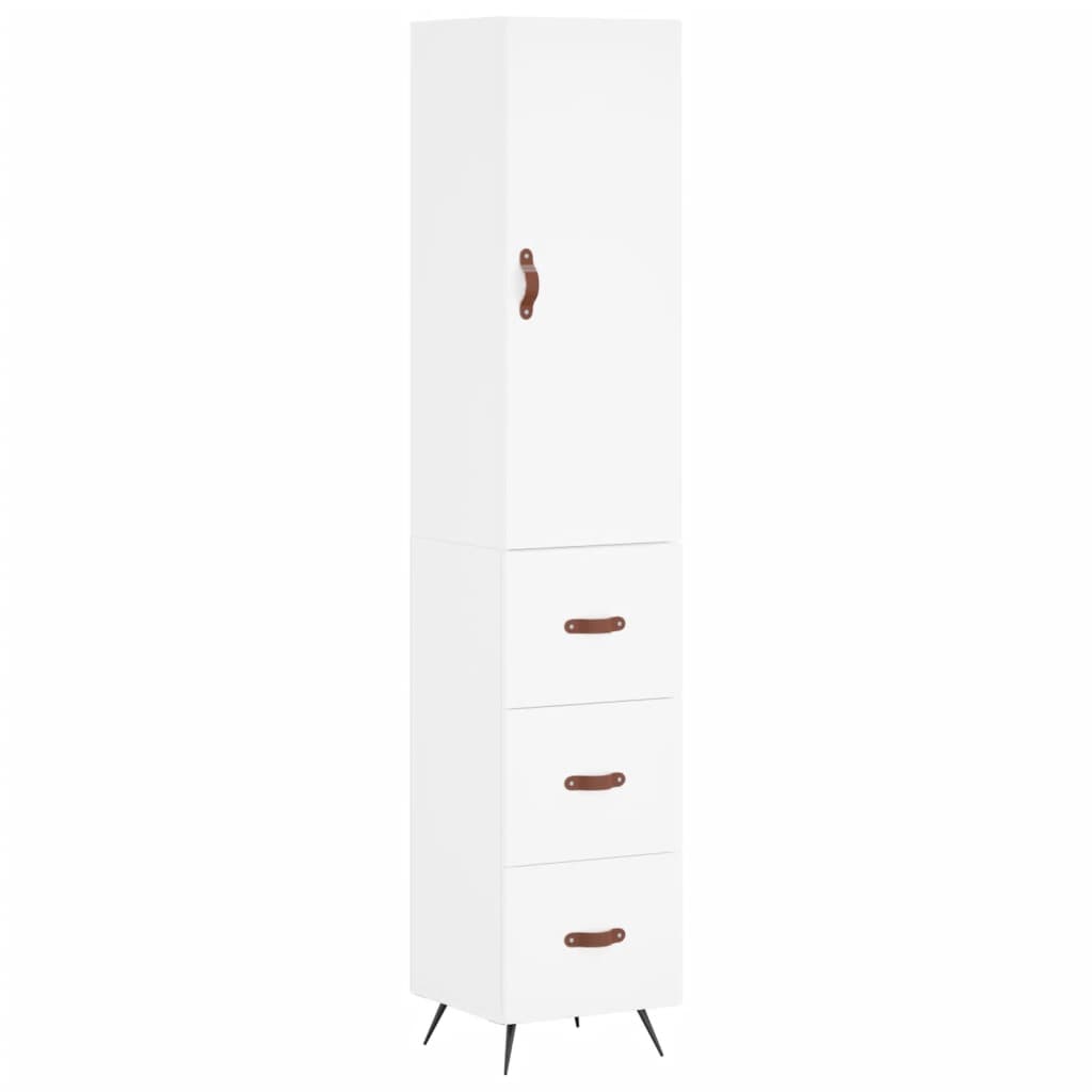 Highboard Hvid 34,5x34x180 cm Træmateriale