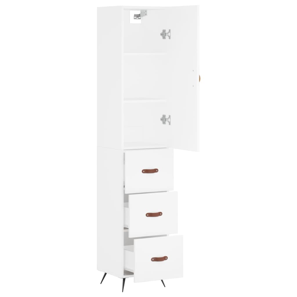 Highboard Hvid 34,5x34x180 cm Træmateriale