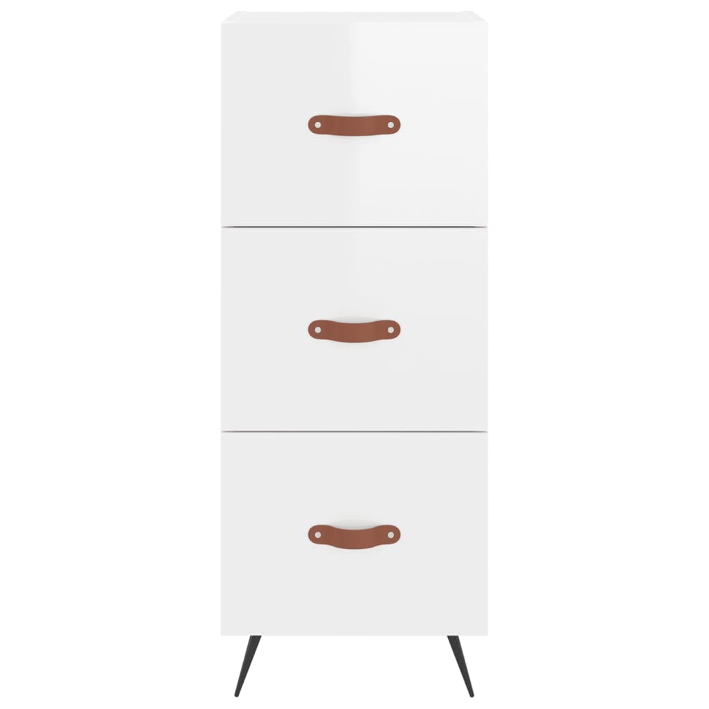 Highboard Højglans Hvid 34,5x34x180 cm Træmateriale