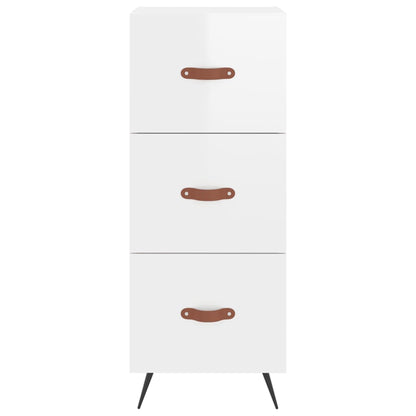 Highboard Højglans Hvid 34,5x34x180 cm Træmateriale