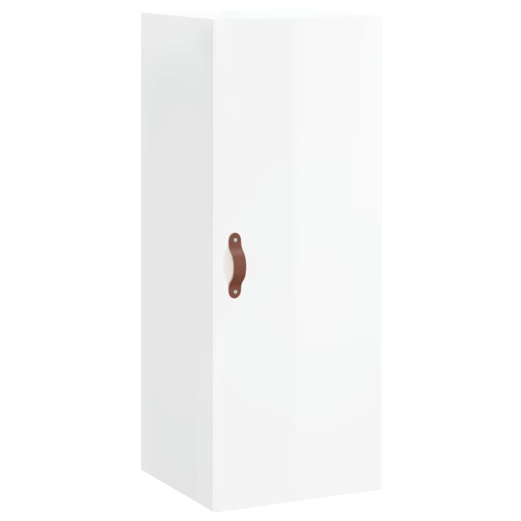 Highboard Højglans Hvid 34,5x34x180 cm Træmateriale