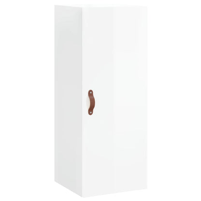 Highboard Højglans Hvid 34,5x34x180 cm Træmateriale