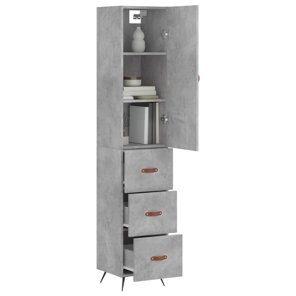 Highboard Beton Grå 34,5x34x180 cm Træmateriale