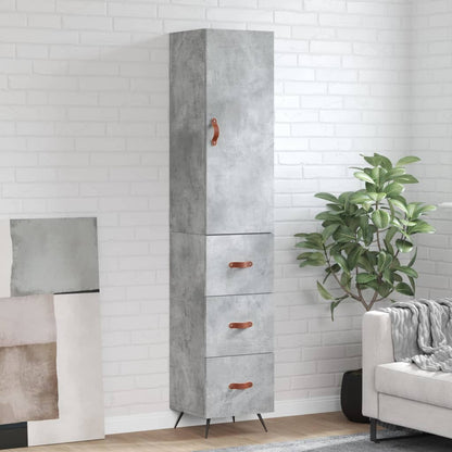 Highboard Beton Grå 34,5x34x180 cm Træmateriale