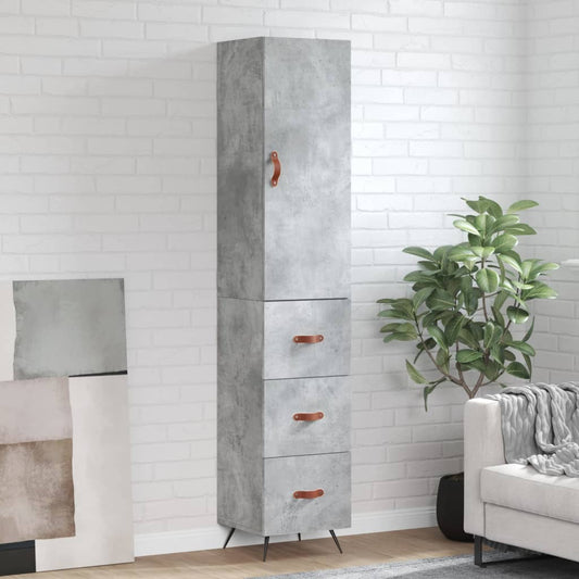 Highboard Beton Grå 34,5x34x180 cm Træmateriale