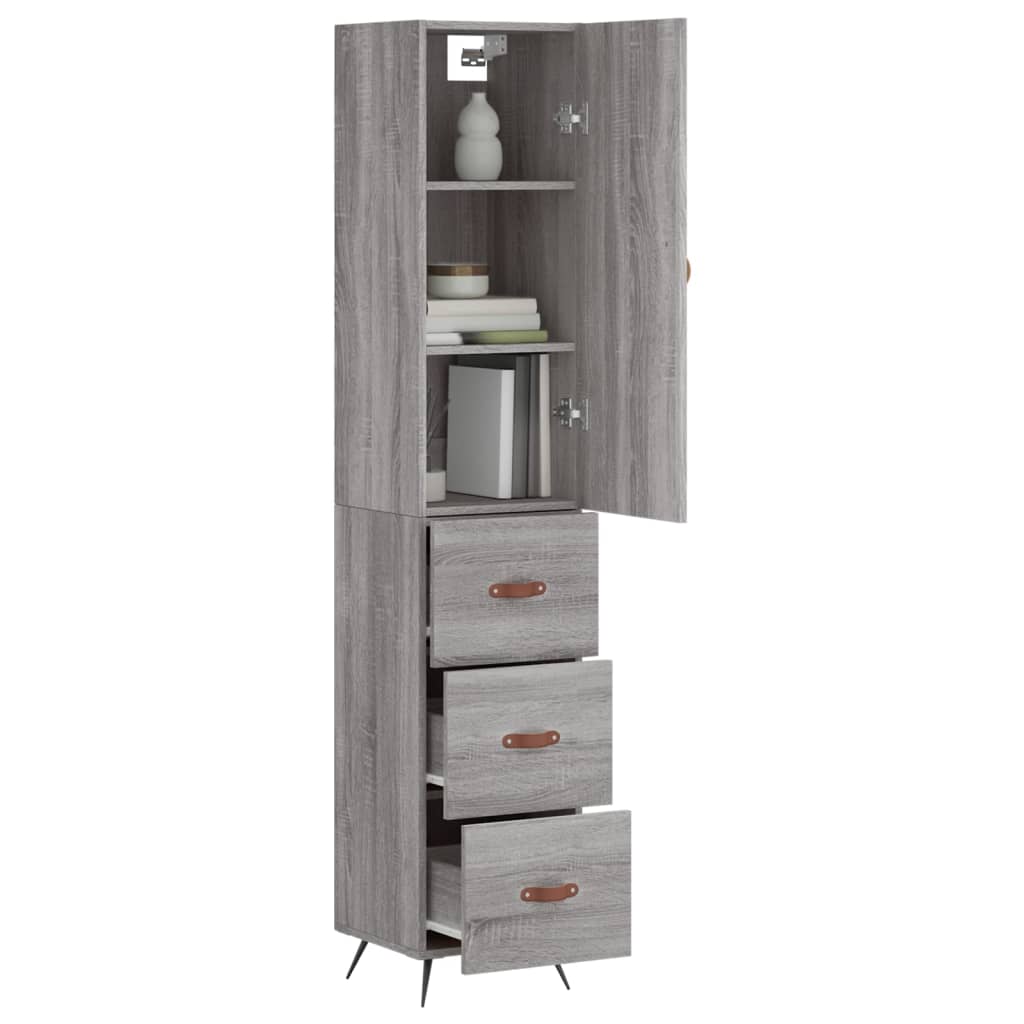 Highboard Grå Sonoma 34,5x34x180 cm Træmateriale
