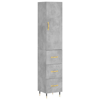 Highboard Beton Grå 34,5x34x180 cm Træmateriale