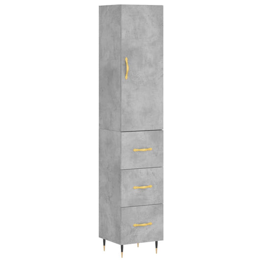 Highboard Beton Grå 34,5x34x180 cm Træmateriale