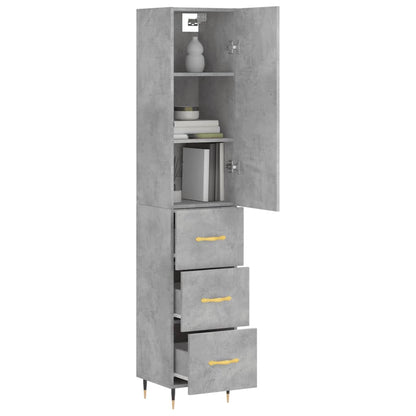 Highboard Beton Grå 34,5x34x180 cm Træmateriale
