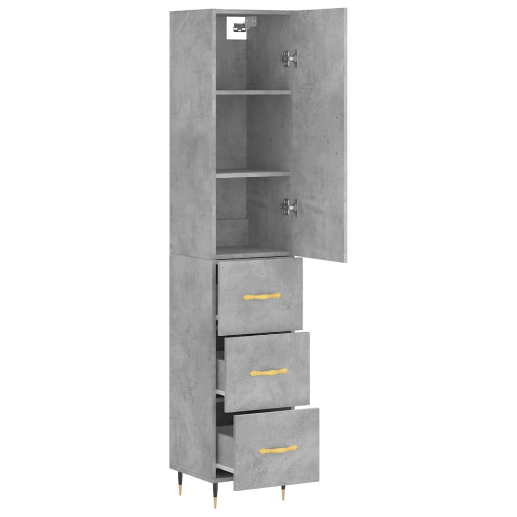 Highboard Beton Grå 34,5x34x180 cm Træmateriale