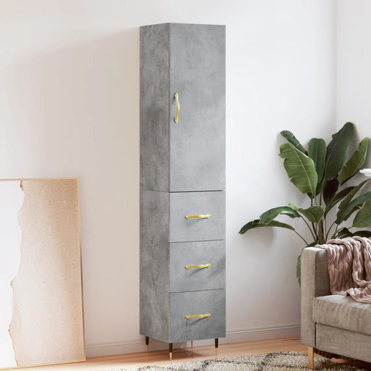 Highboard Beton Grå 34,5x34x180 cm Træmateriale