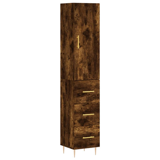 Highboard røget eg 34,5x34x180 cm træmateriale