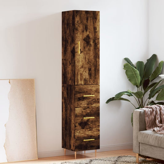 Highboard røget eg 34,5x34x180 cm træmateriale