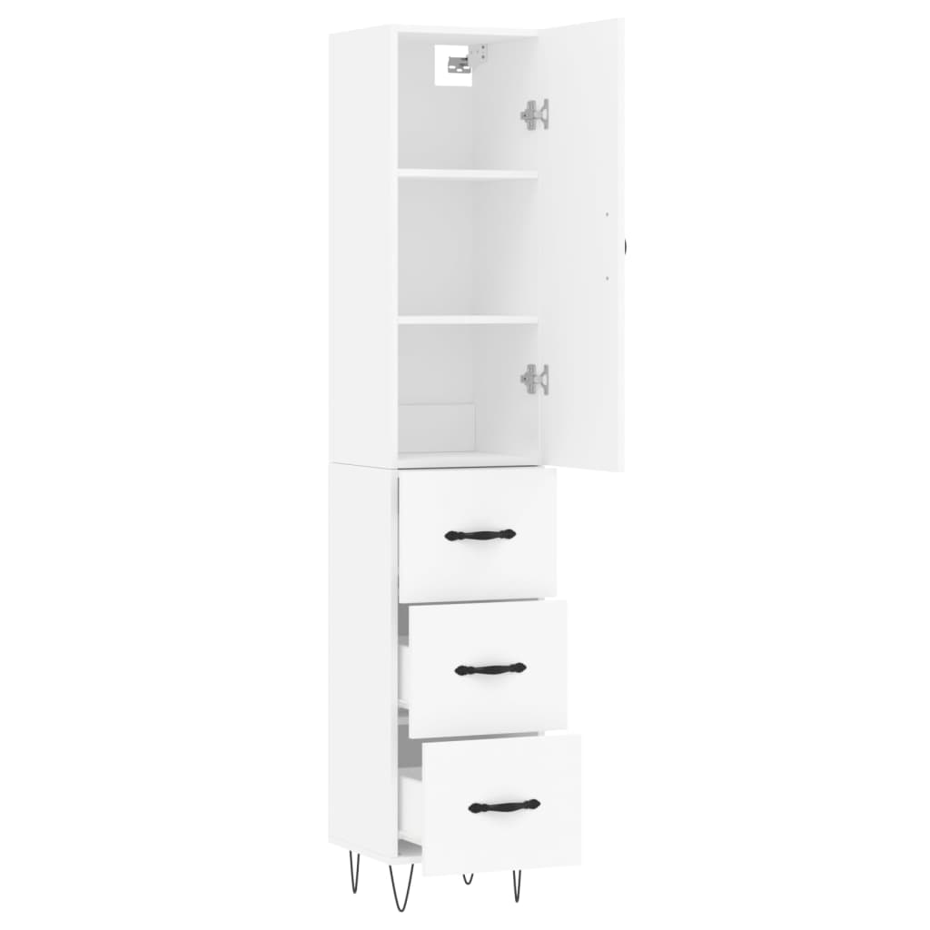 Highboard Weiß 34,5x34x180 cm Holzwerkstoff