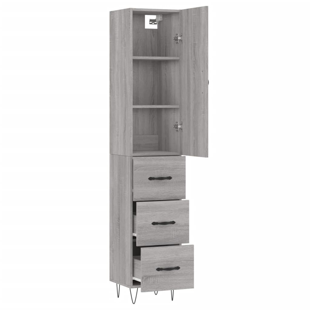 Highboard Grau Sonoma 34,5x34x180 cm Holzwerkstoff