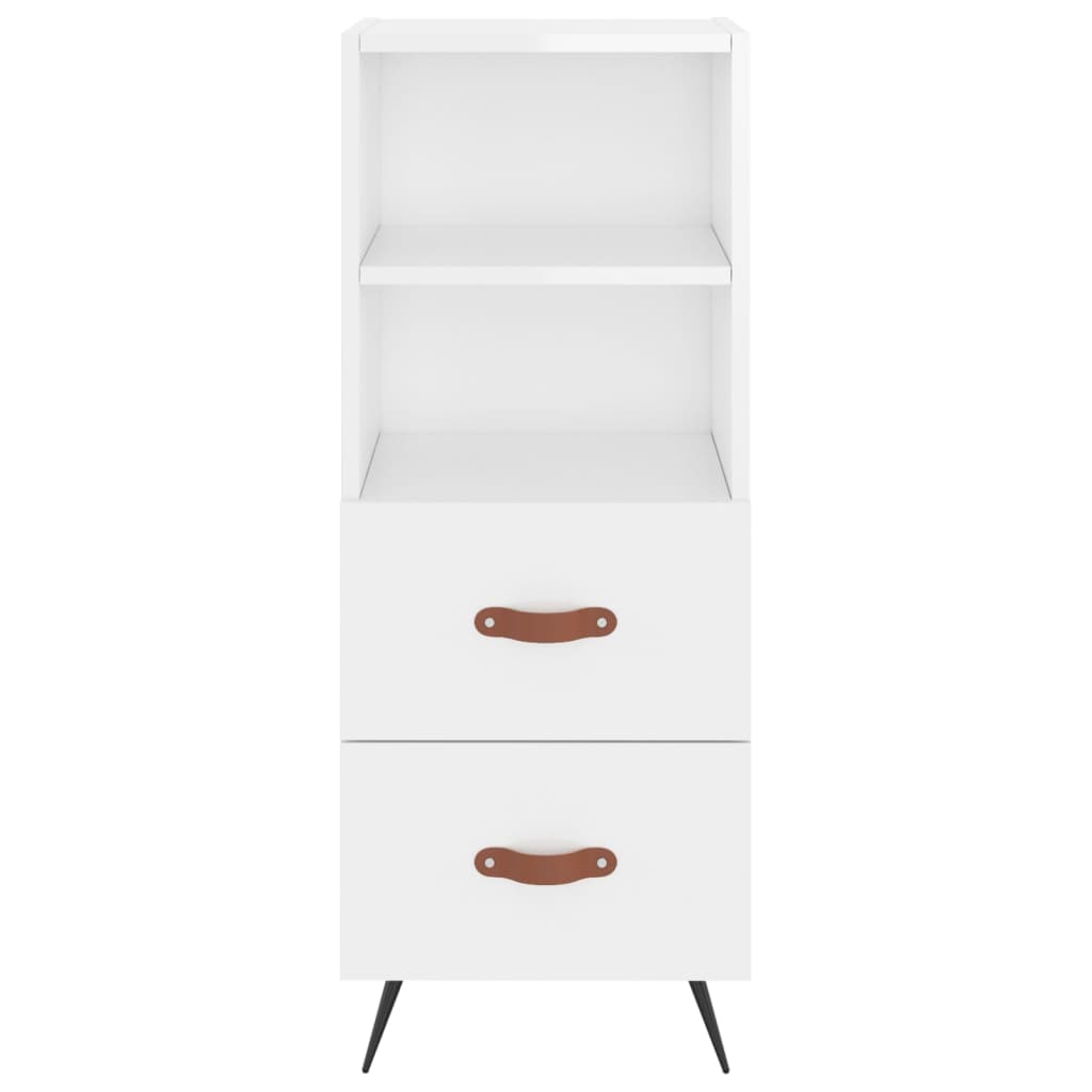 Highboard Højglans Hvid 34,5x34x180 cm Træmateriale