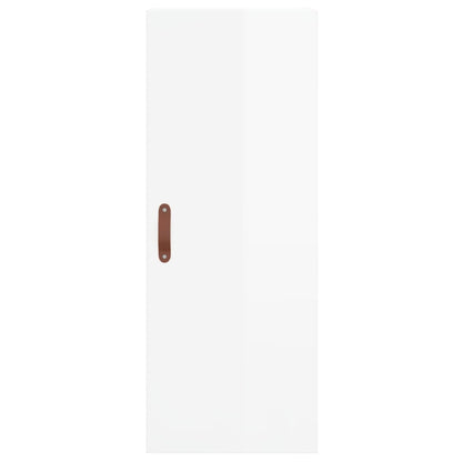 Highboard Højglans Hvid 34,5x34x180 cm Træmateriale