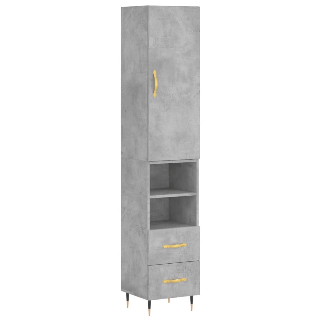 Highboard Beton Grå 34,5x34x180 cm Træmateriale