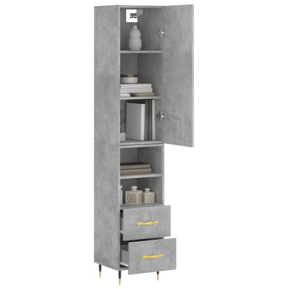 Highboard Beton Grå 34,5x34x180 cm Træmateriale