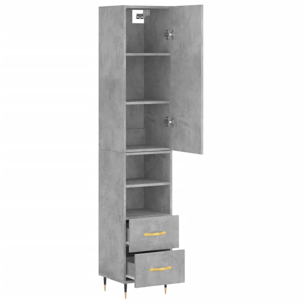 Highboard Beton Grå 34,5x34x180 cm Træmateriale