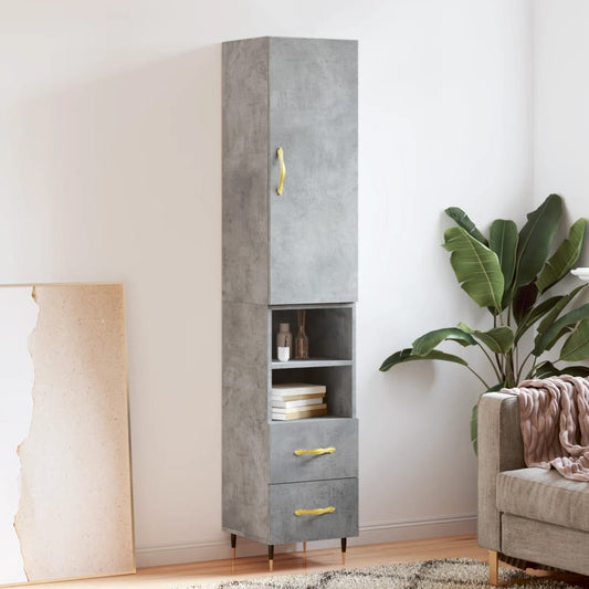 Highboard Beton Grå 34,5x34x180 cm Træmateriale