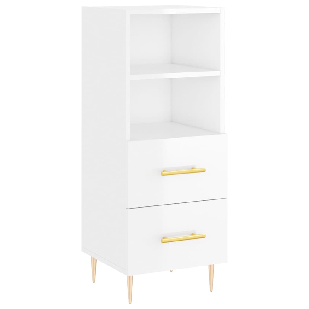 Highboard Højglans Hvid 34,5x34x180 cm Træmateriale