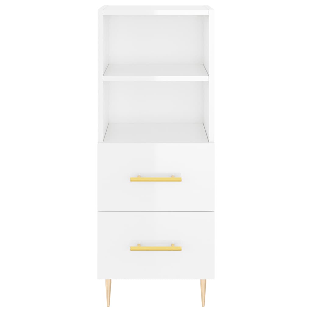Highboard Højglans Hvid 34,5x34x180 cm Træmateriale