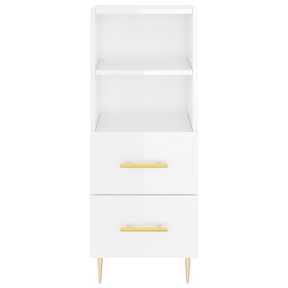 Highboard Højglans Hvid 34,5x34x180 cm Træmateriale
