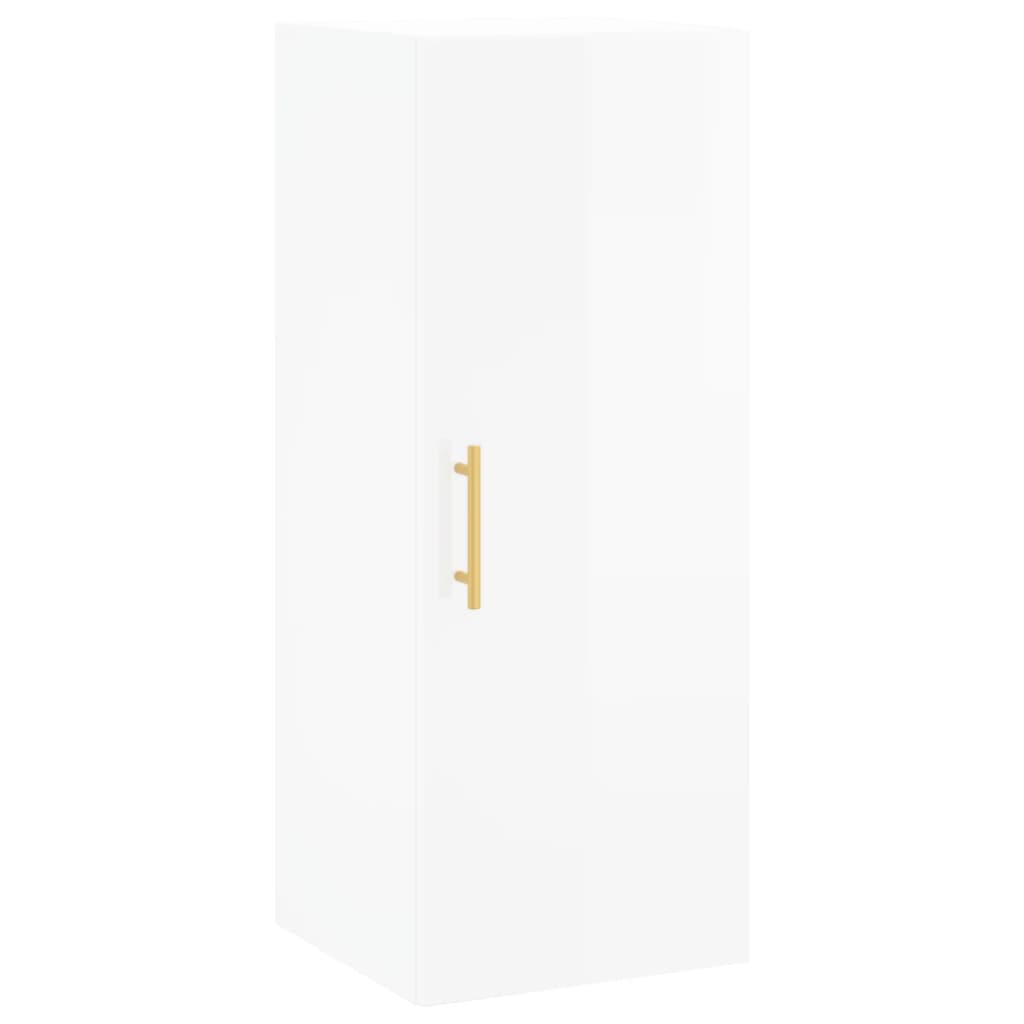 Highboard Højglans Hvid 34,5x34x180 cm Træmateriale