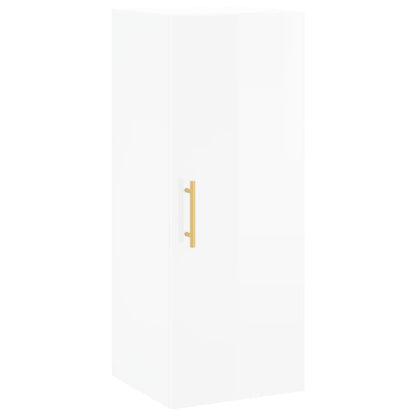 Highboard Højglans Hvid 34,5x34x180 cm Træmateriale