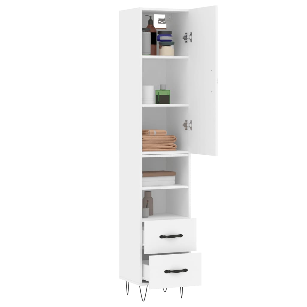 Highboard Weiß 34,5x34x180 cm Holzwerkstoff