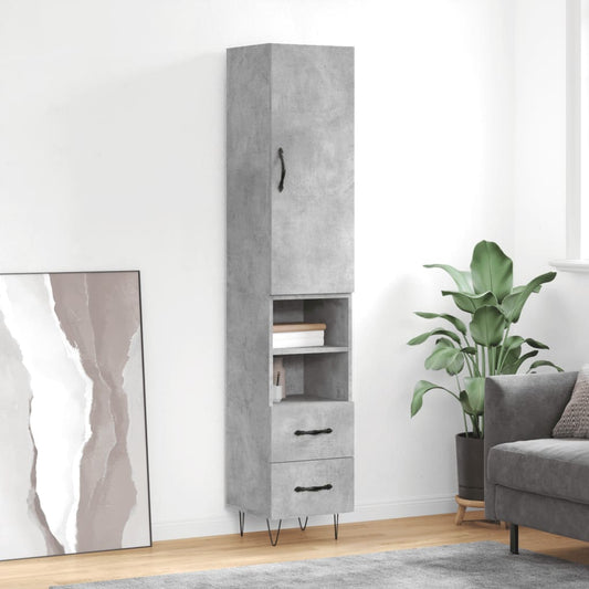 Highboard Betongrau 34,5x34x180 cm Holzwerkstoff