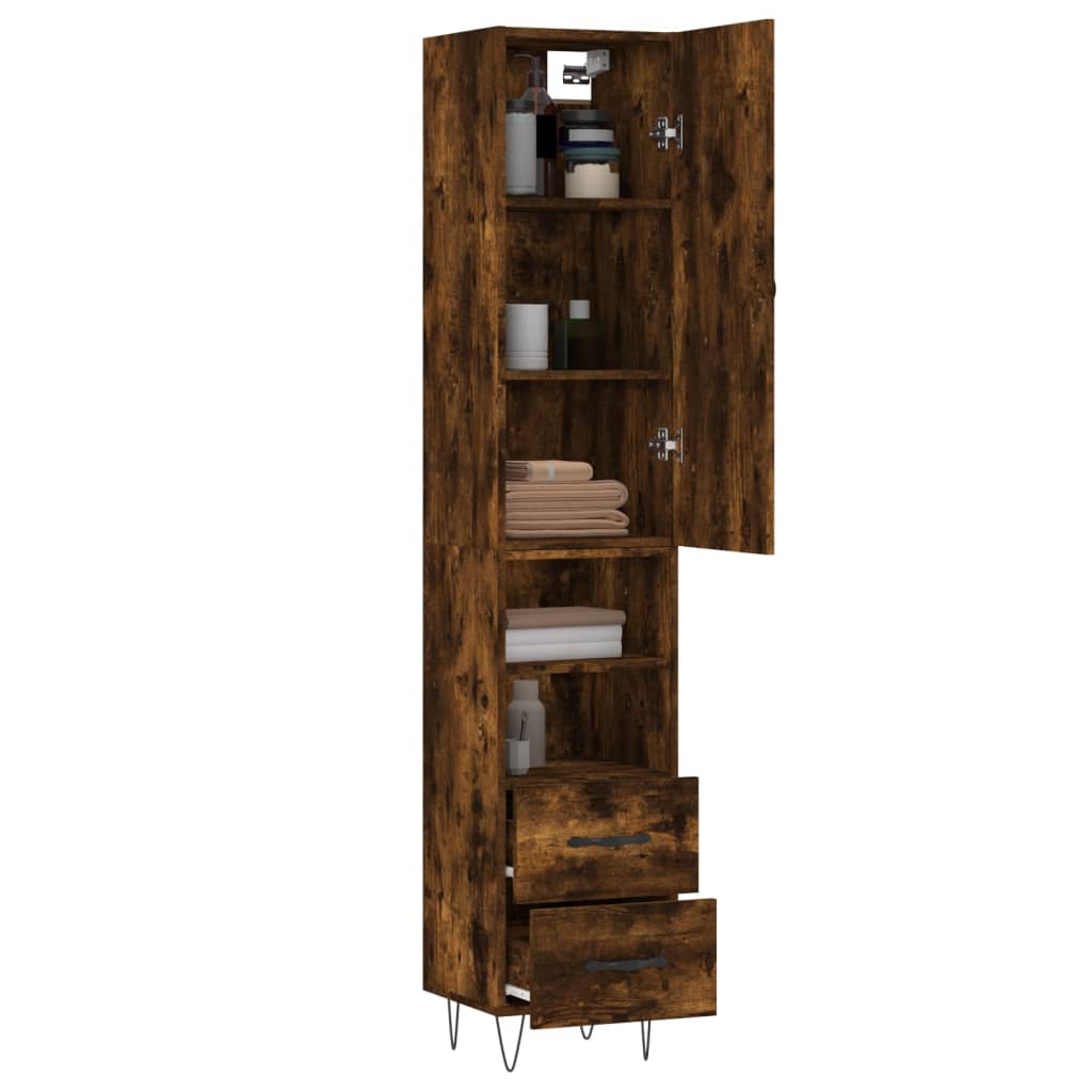 Highboard Räuchereiche 34,5x34x180 cm Holzwerkstoff