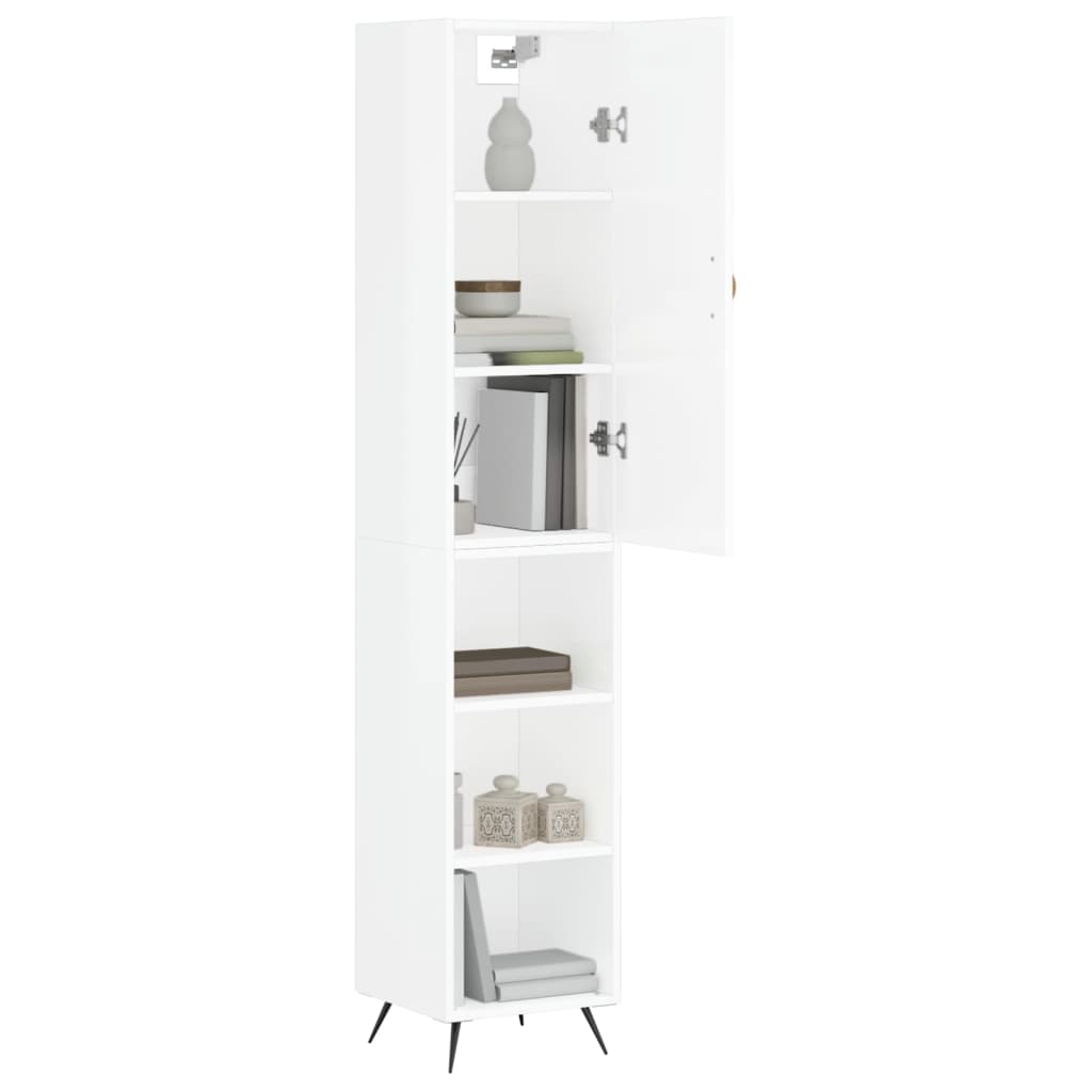 Highboard Højglans Hvid 34,5x34x180 cm Træmateriale