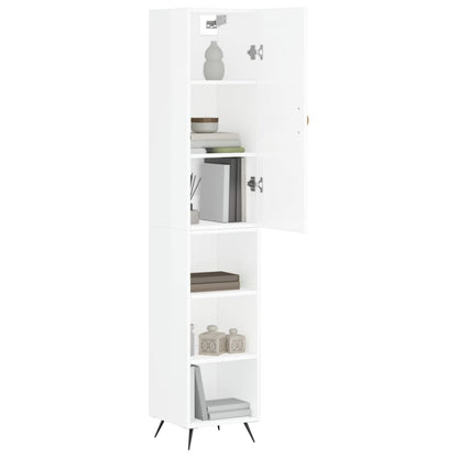 Highboard Højglans Hvid 34,5x34x180 cm Træmateriale