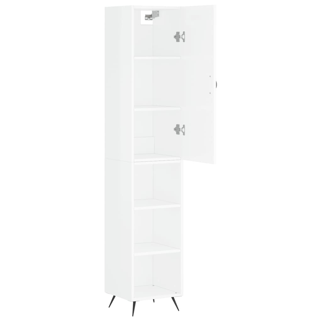 Highboard Højglans Hvid 34,5x34x180 cm Træmateriale